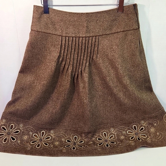 VTG Brown Tweed Wool-blend YOU ARE YOU Knee-length Skirt (L) - Picture 2 of 15